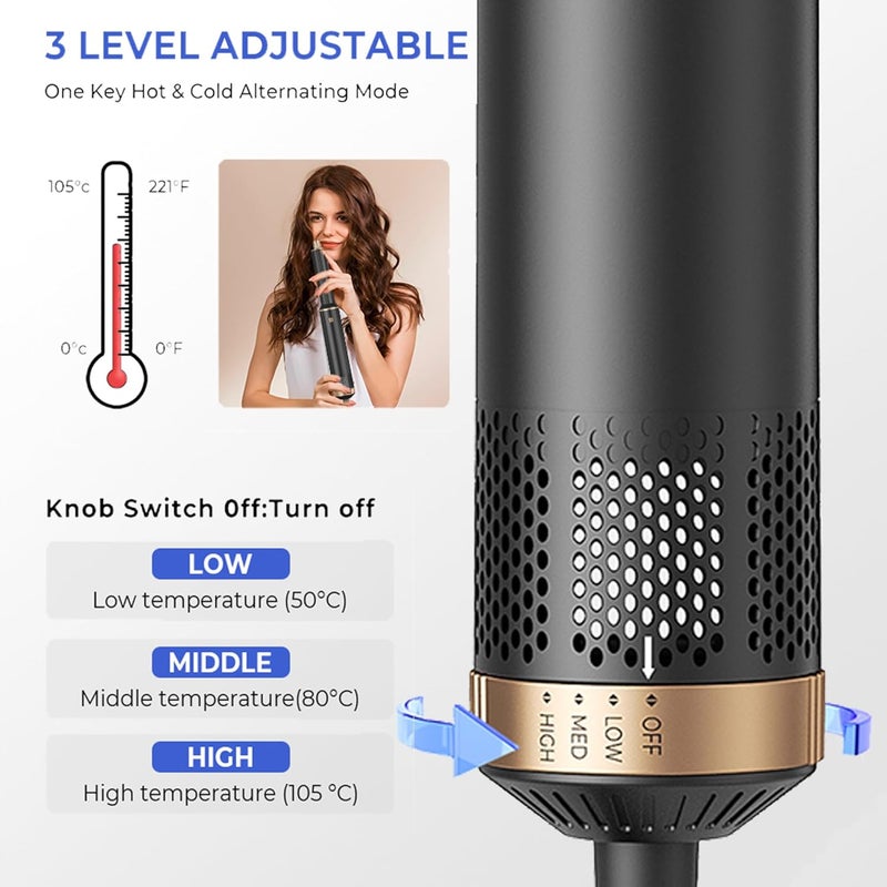 trylater 5 in 1 Blow Dryer Brush, Hair Dryer Brush Set Negative Ion Upgrade Hot Air Brush Air Styler Curling Wrap Air Curler, Curling Iron Hair Styling Tools As A Gift for Straight/Curl/Drying/Smoothing - Image 4